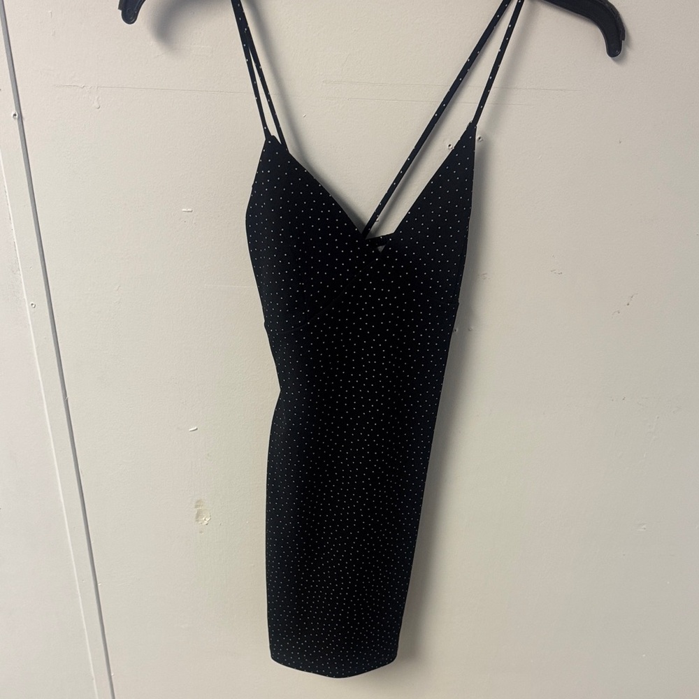 Elegant Black Dress with White Dots